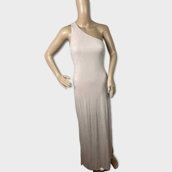 NWT Show Me Your Mumu One Shoulder Pink Cream Sparkle Maxi Dress Bridesmaid Gown - Picture 3 of 8